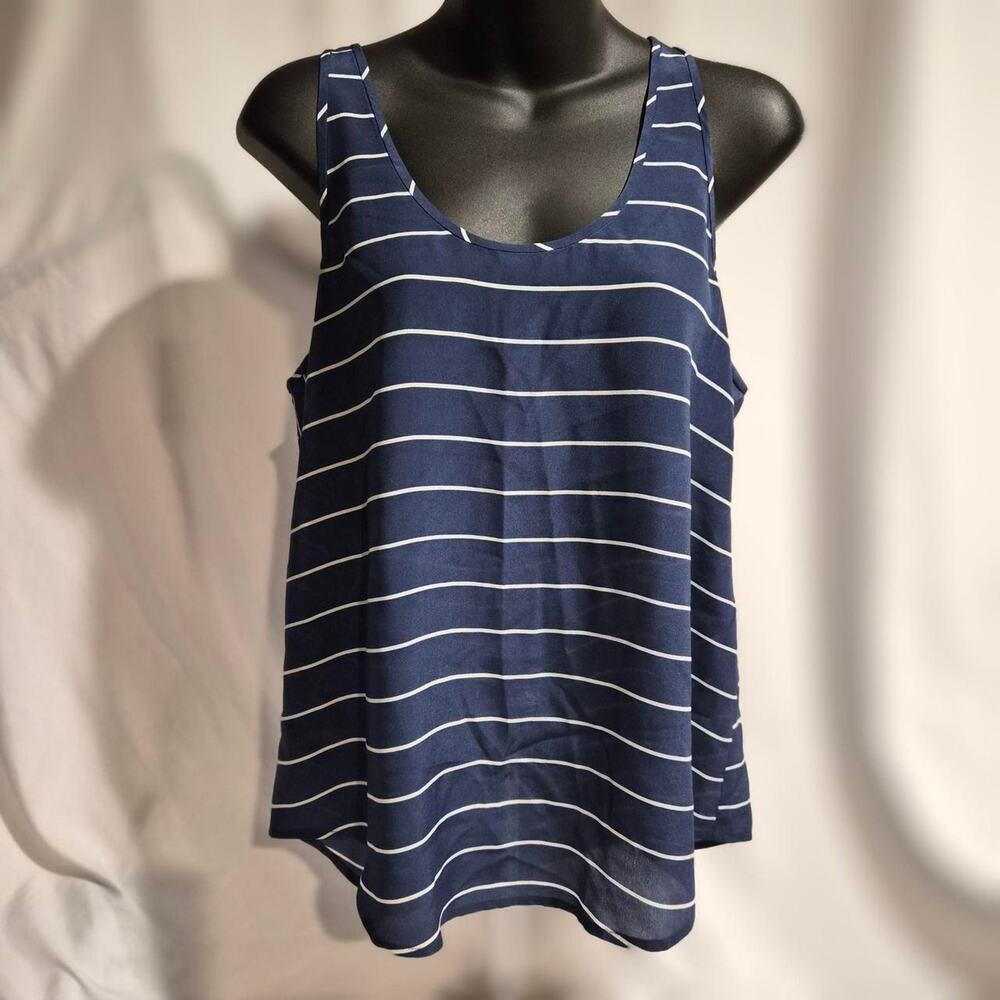 Joie 100% Silk Navy & White Striped Sheer Tank Top- size small‎ poetcore style